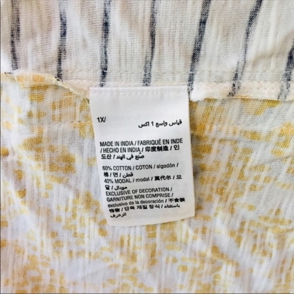 NEW Style & Co Plus Yellow Tee Shirt Top Short Sleeves Mixed Print Size 1X - Picture 5 of 8